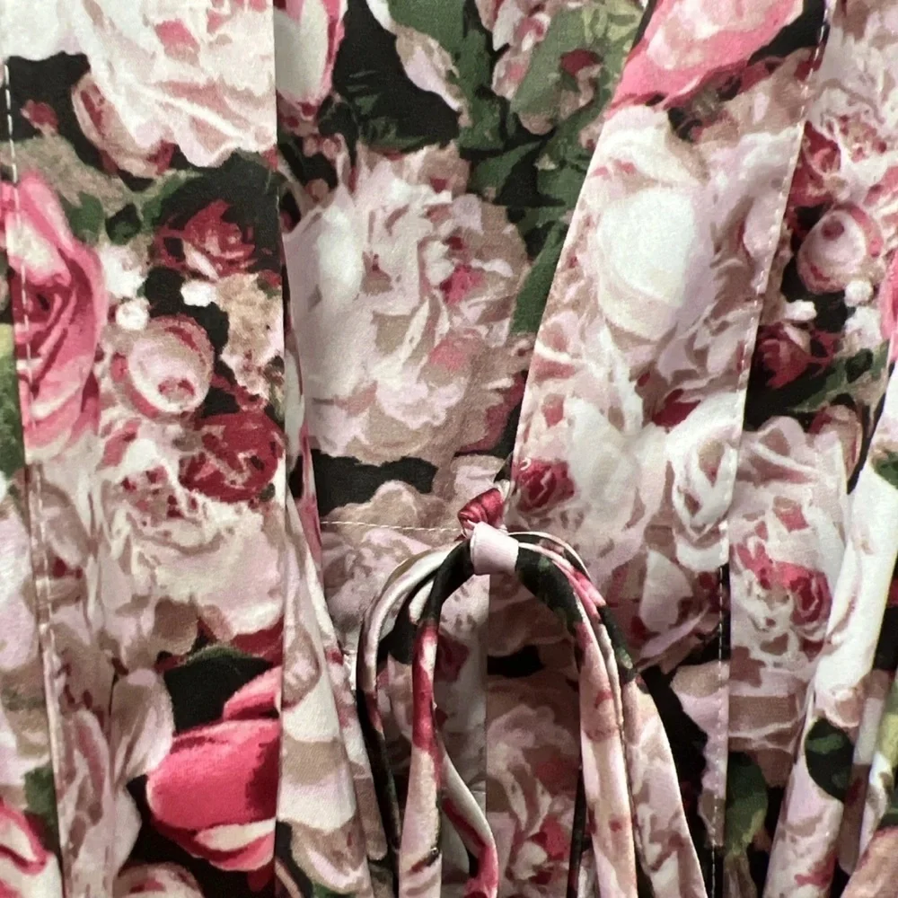 Kate Spade Satin Rose Robe Large/xl Kimono Lace Feminine Intimates